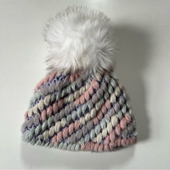 Jocelyn X Terez NY Pineapple Multicolor Knit Faux Fur Hat OS - Picture 9 of 10